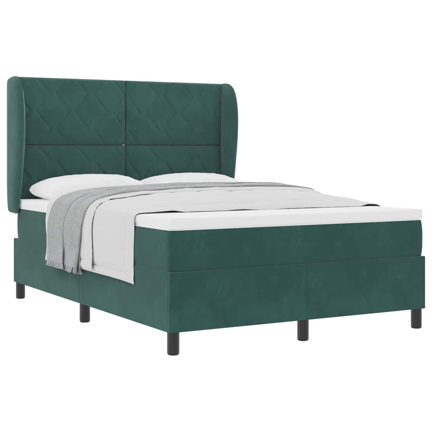 Letto a molle con materasso Verde Scuro 200 x 160 cm Velluto