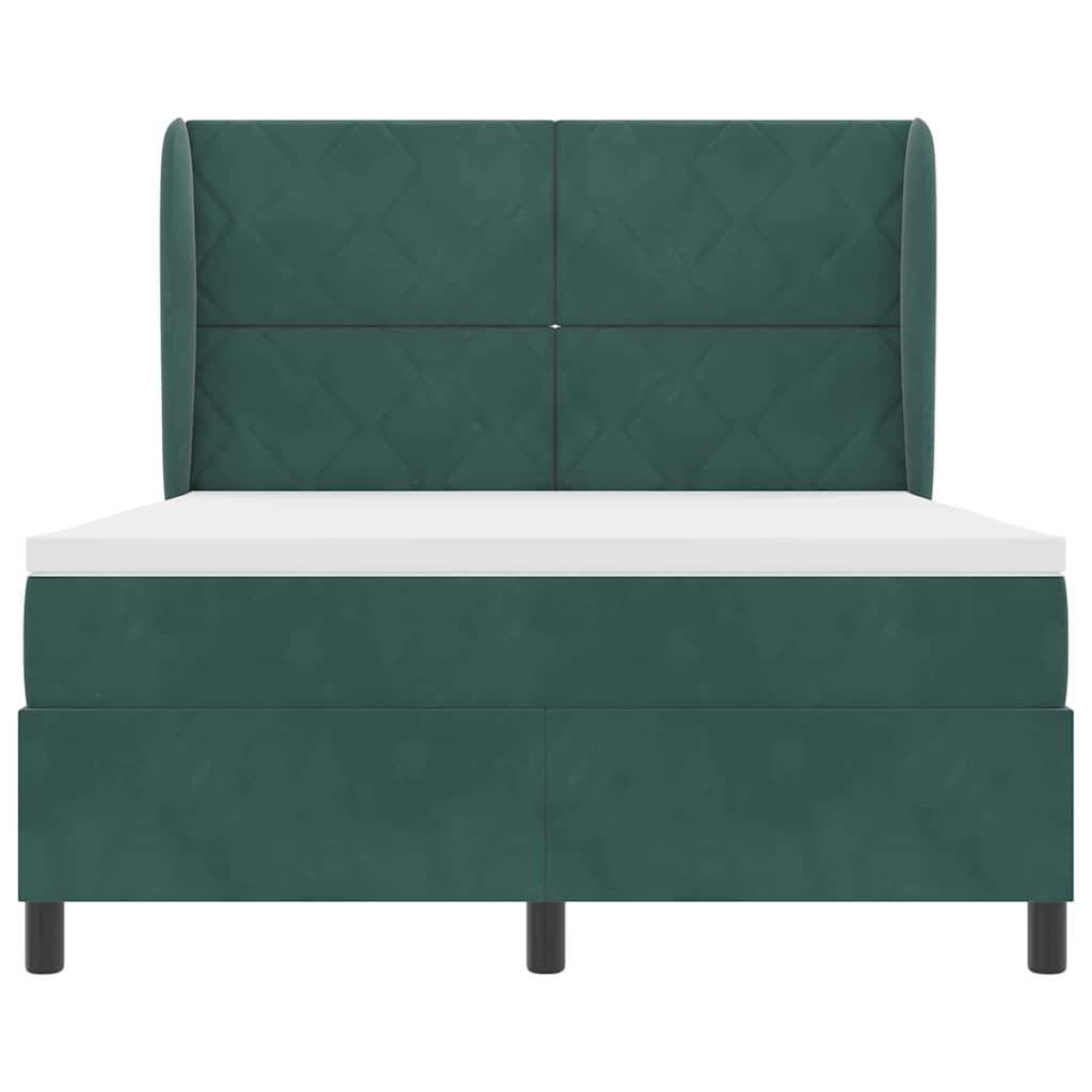 Letto a molle con materasso Verde Scuro 200 x 160 cm Velluto