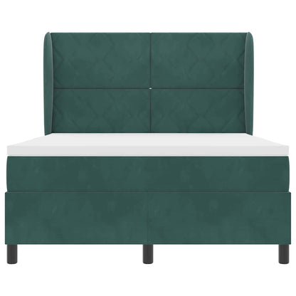 Letto a molle con materasso Verde Scuro 200 x 160 cm Velluto
