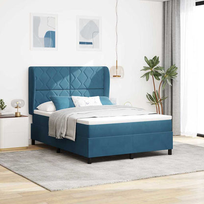 Letto a molle con materasso Blu Scuro 200 x 160 cm Velluto