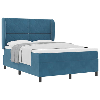 Letto a molle con materasso Blu Scuro 200 x 160 cm Velluto