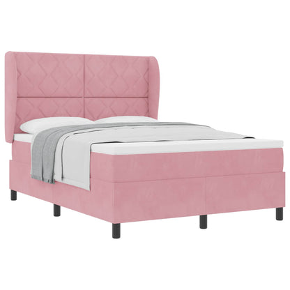 Letto a molle con materasso Rosa 200 x 160 cm Velluto