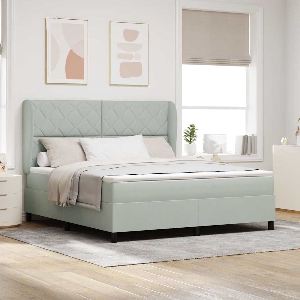 Letto a molle con materasso Grigio chiaro 200 x 180 cm Velluto