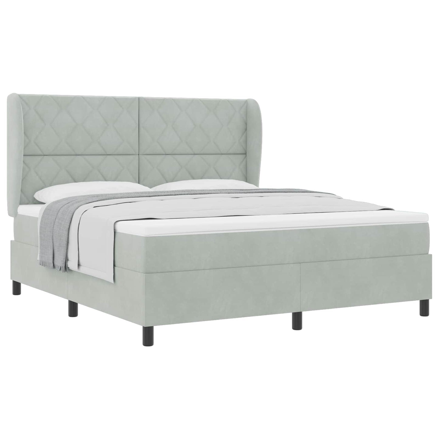Letto a molle con materasso Grigio chiaro 200 x 180 cm Velluto