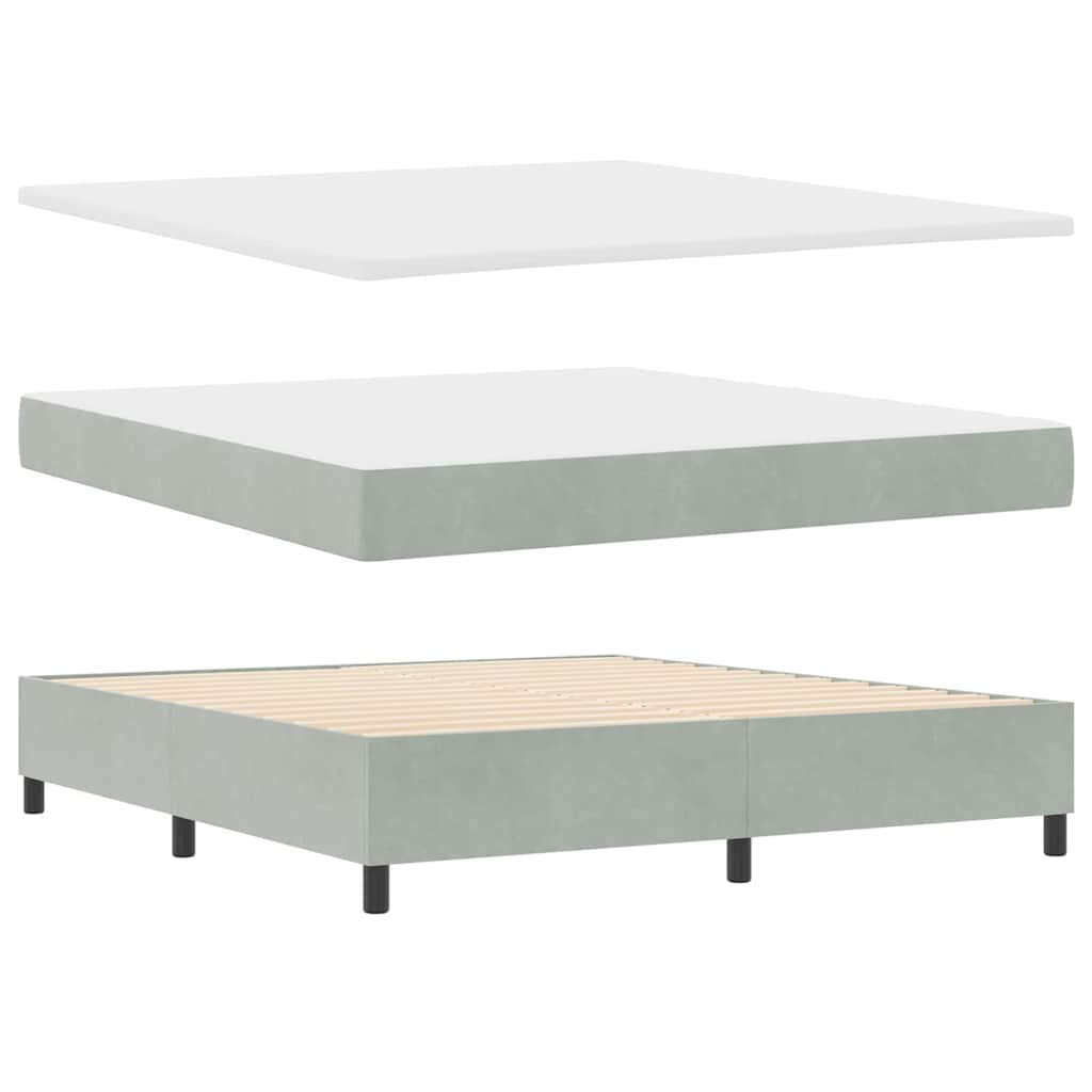 Letto a molle con materasso Grigio chiaro 200 x 180 cm Velluto