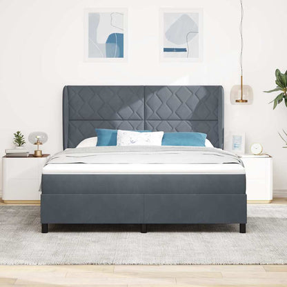 Letto a molle con materasso Grigio scuro 200 x 180 cm Velluto