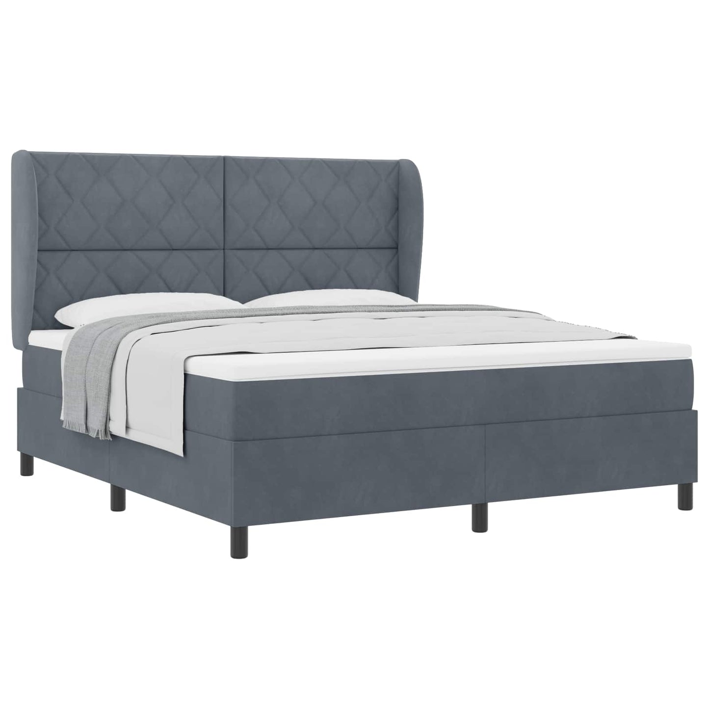 Letto a molle con materasso Grigio scuro 200 x 180 cm Velluto