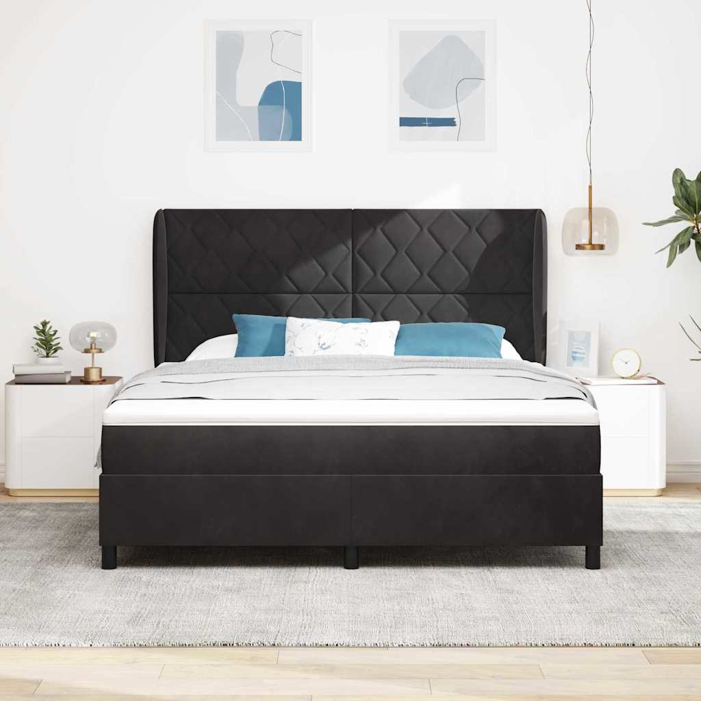 Letto a molle con materasso Nero 200 x 180 cm Velluto