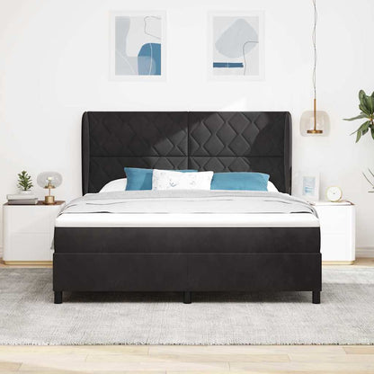Letto a molle con materasso Nero 200 x 180 cm Velluto