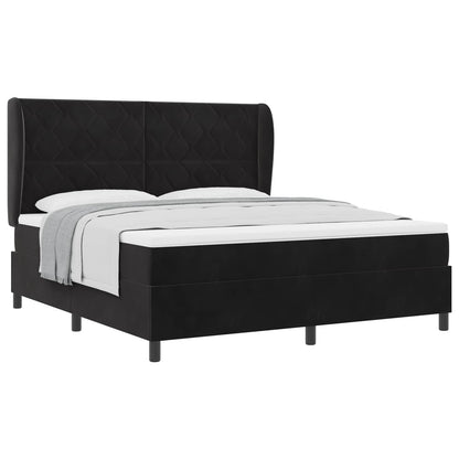 Letto a molle con materasso Nero 200 x 180 cm Velluto
