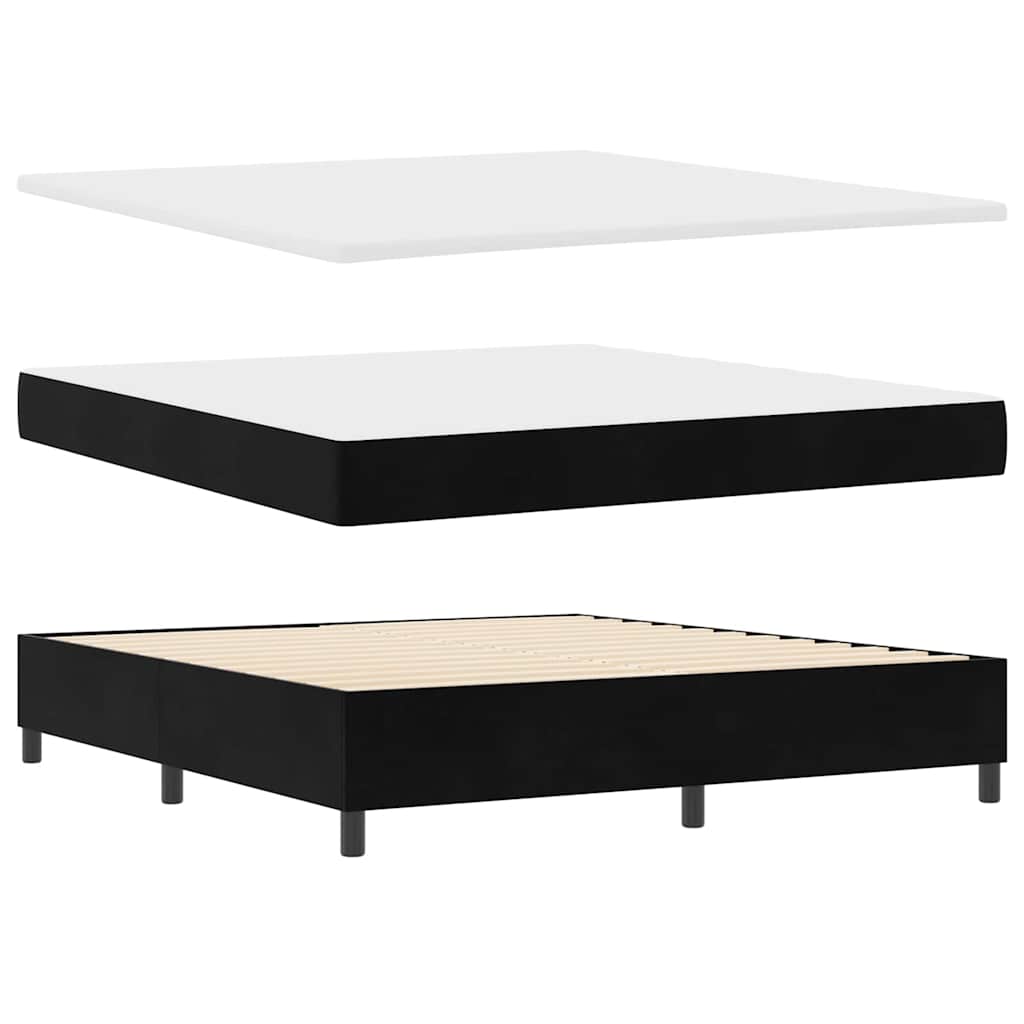 Letto a molle con materasso Nero 200 x 180 cm Velluto