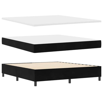 Letto a molle con materasso Nero 200 x 180 cm Velluto