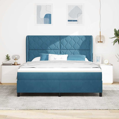 Letto a molle con materasso Blu Scuro 200 x 180 cm Velluto