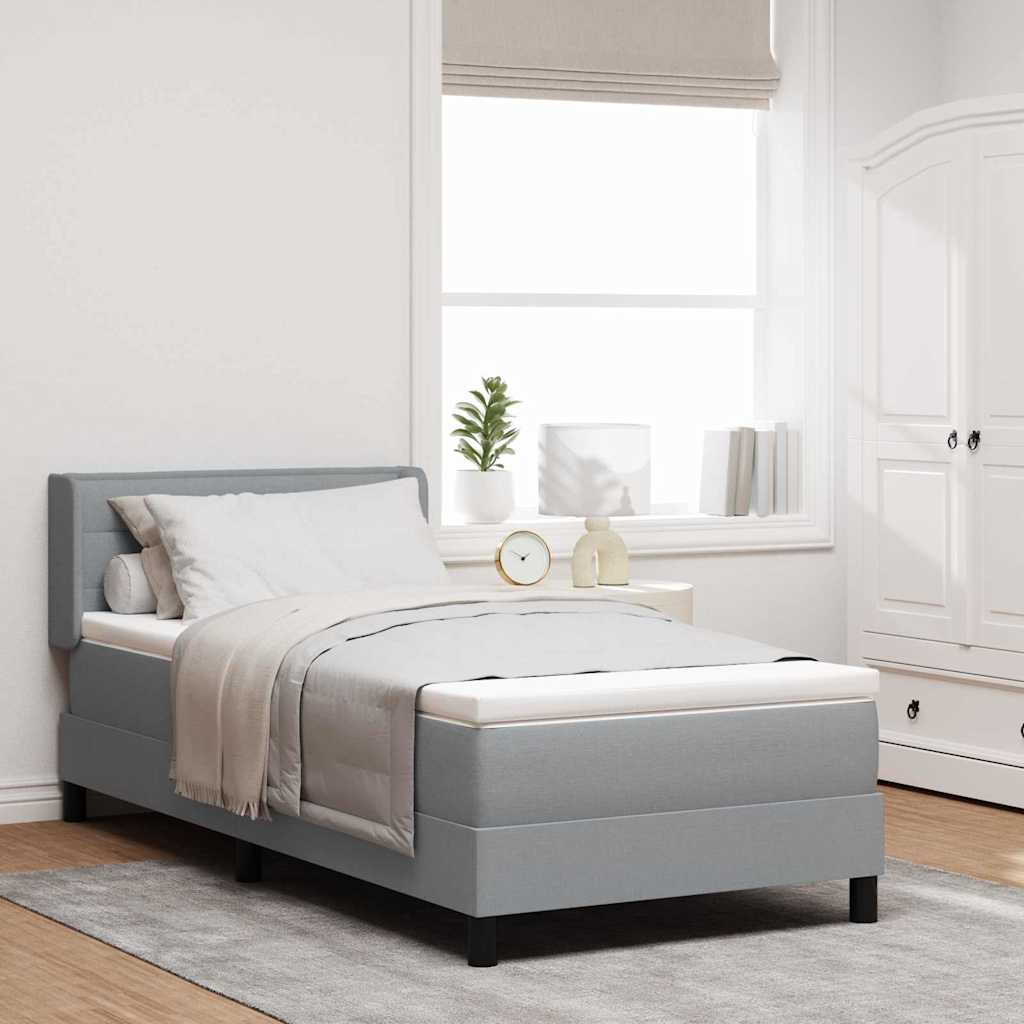 Letto a molle con materasso Grigio chiaro 200 x 90 cm Tessuto