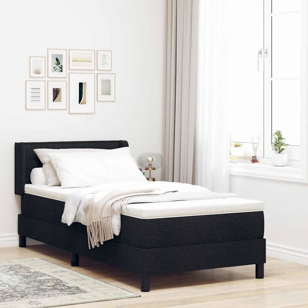 Letto a molle con materasso Nero 200 x 100 cm Tessuto