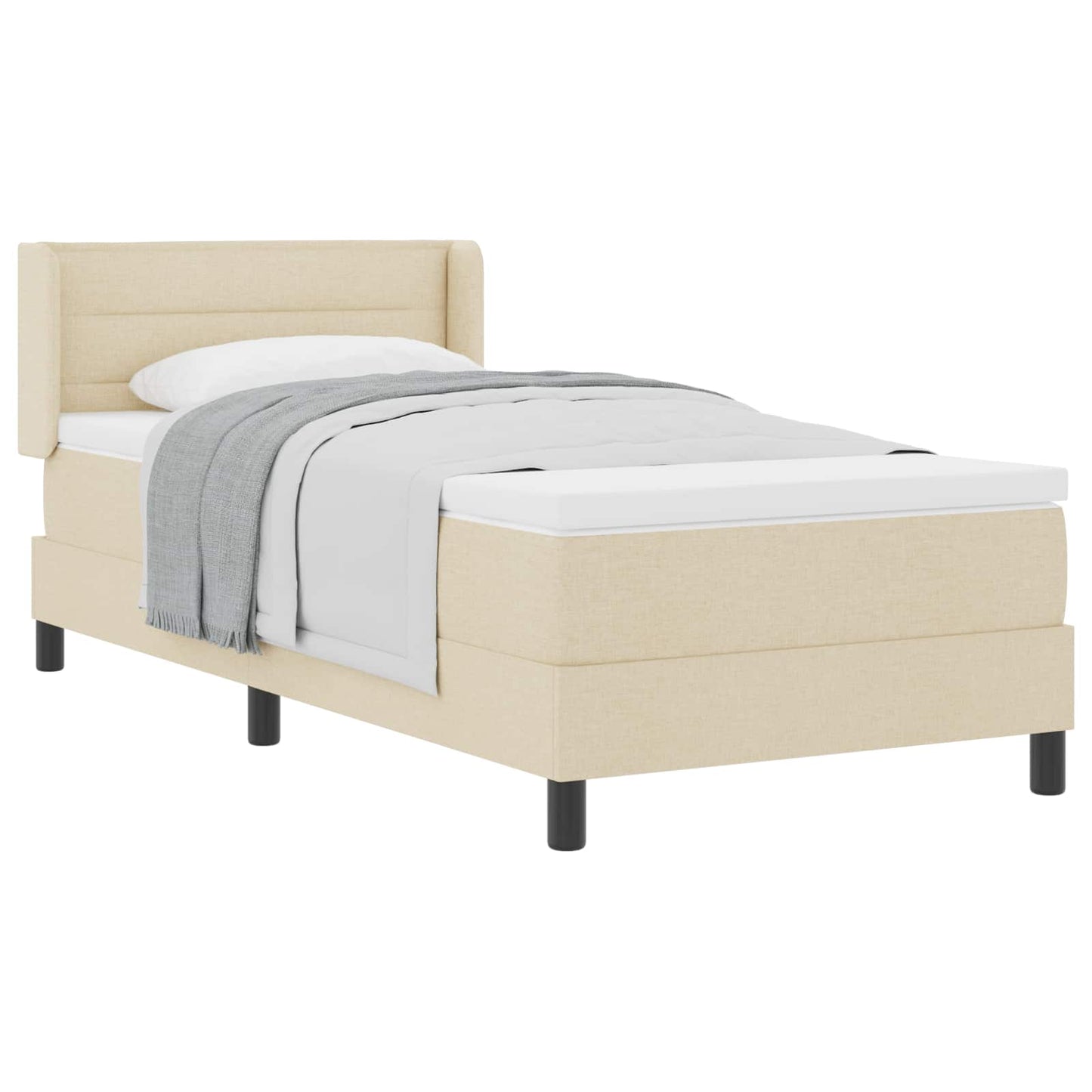 Letto a molle con materasso Crema 200 x 100 cm Tessuto