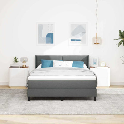 Letto a molle con materasso Grigio scuro 190 x 140 cm Tessuto