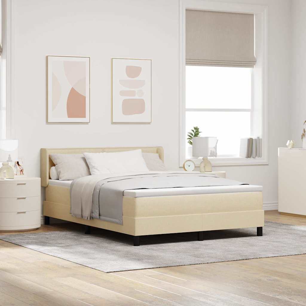 Letto a molle con materasso Crema 190 x 140 cm Tessuto
