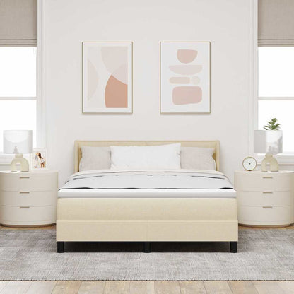 Letto a molle con materasso Crema 200 x 160 cm Tessuto