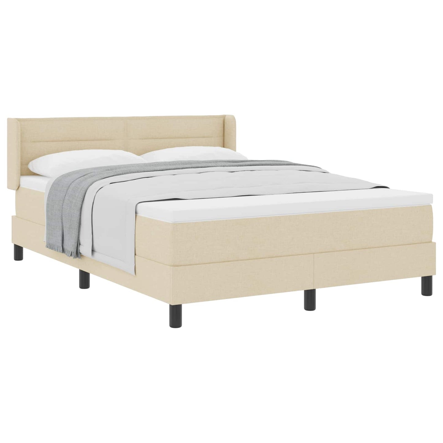 Letto a molle con materasso Crema 200 x 160 cm Tessuto
