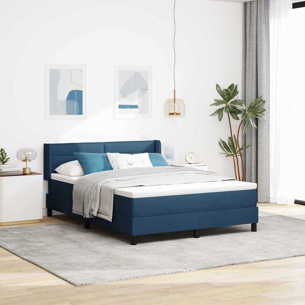 Letto a molle con materasso Blu Scuro 200 x 160 cm Tessuto