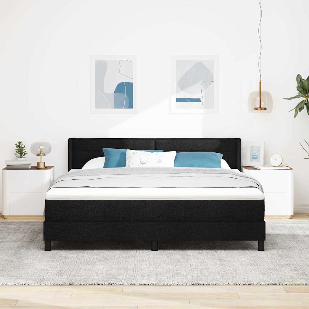 Letto a molle con materasso Nero 200 x 180 cm Tessuto