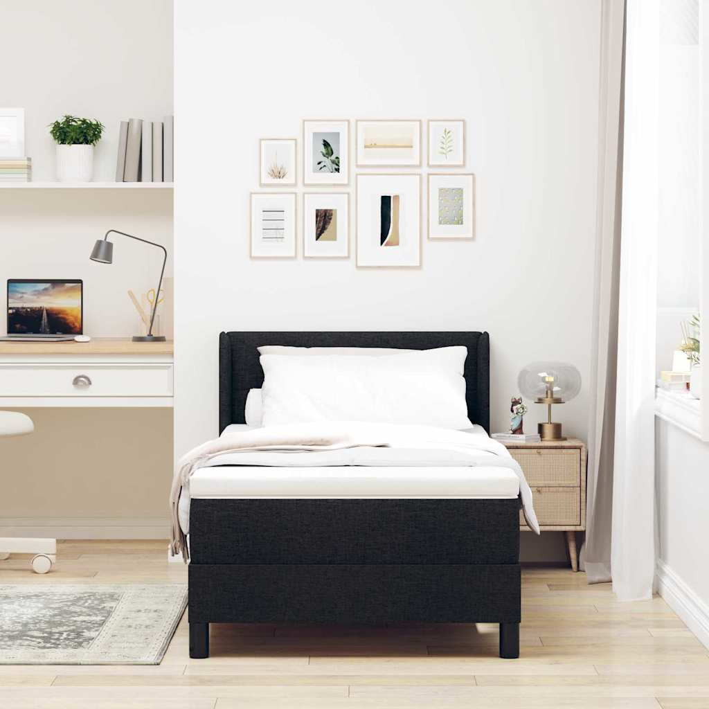 Letto a molle con materasso Nero 190 x 90 cm Tessuto