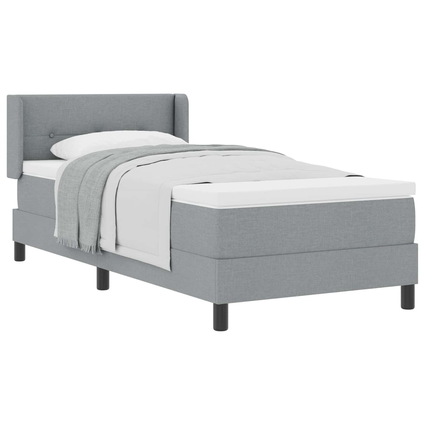 Letto a molle con materasso Grigio chiaro 200 x 100 cm Tessuto