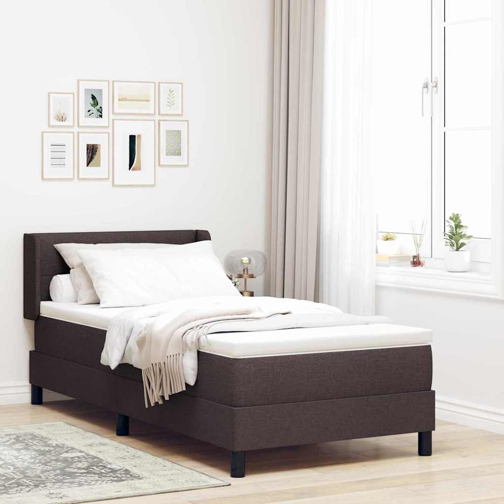 Letto a molle con materasso Marrone Scuro 200 x 100 cm Tessuto
