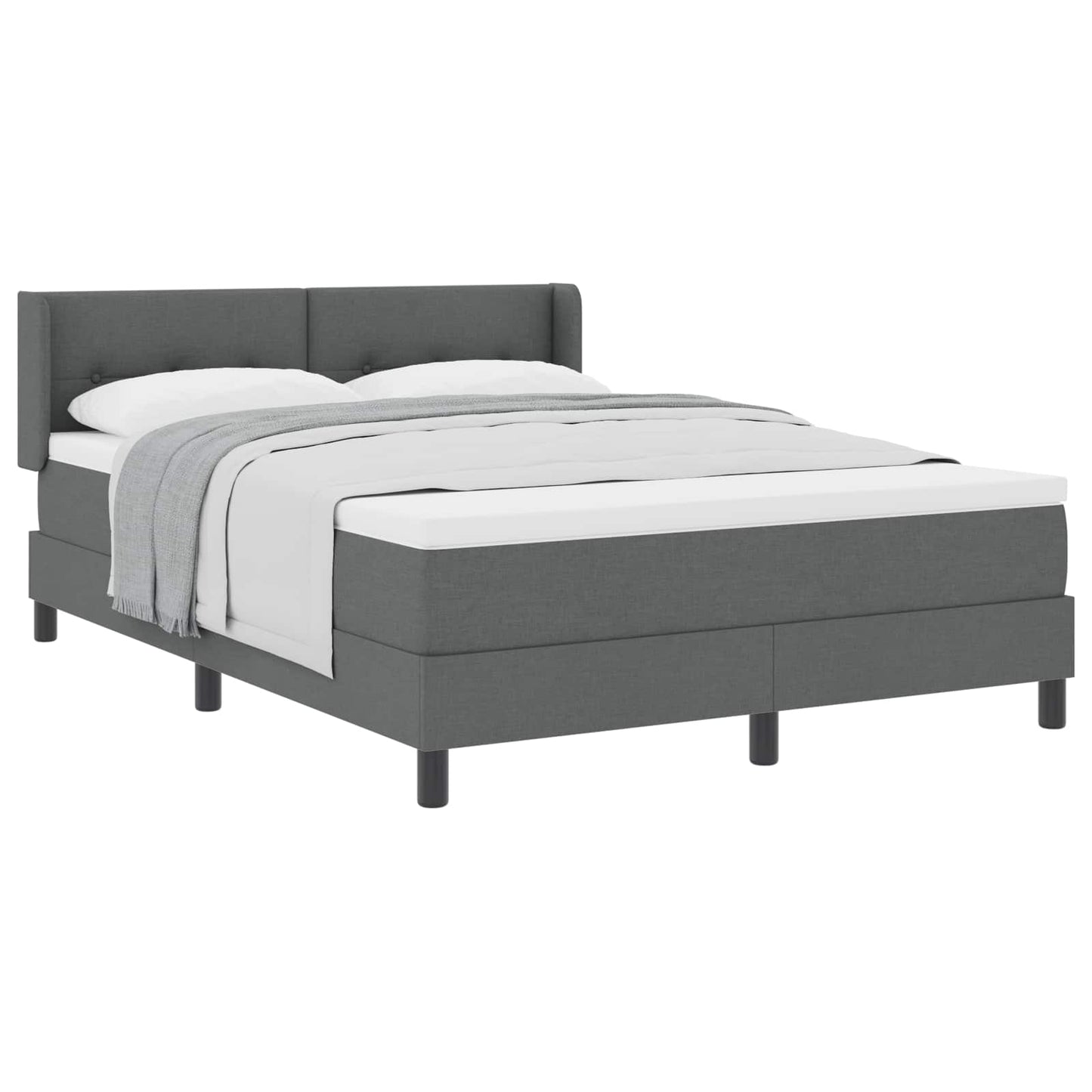 Letto a molle con materasso Grigio scuro 190 x 140 cm Tessuto
