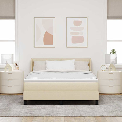 Letto a molle con materasso Crema 190 x 140 cm Tessuto