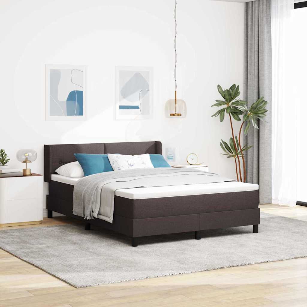 Letto a molle con materasso Marrone Scuro 200 x 140 cm Tessuto