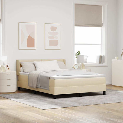 Letto a molle con materasso Crema 200 x 140 cm Tessuto