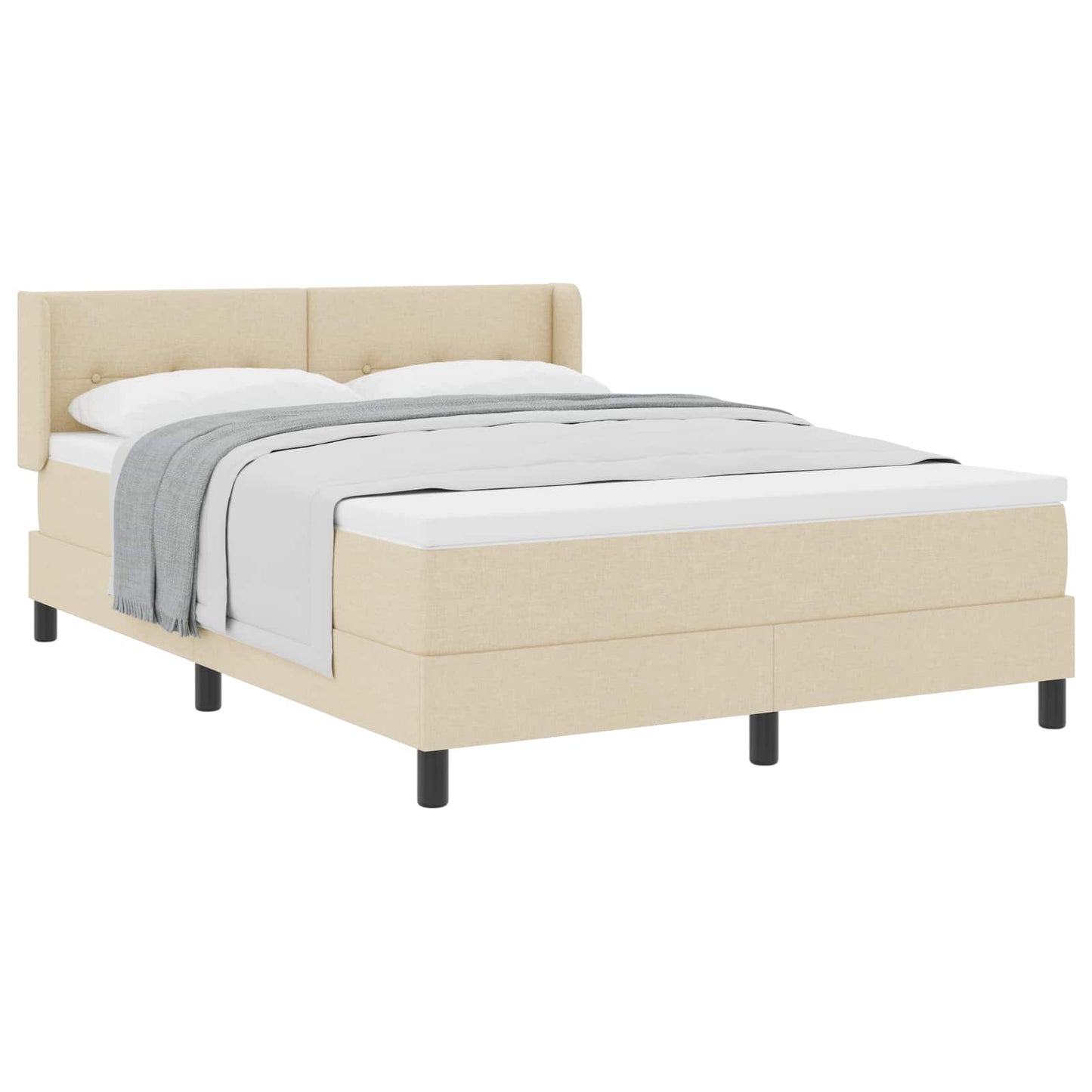 Letto a molle con materasso Crema 200 x 140 cm Tessuto