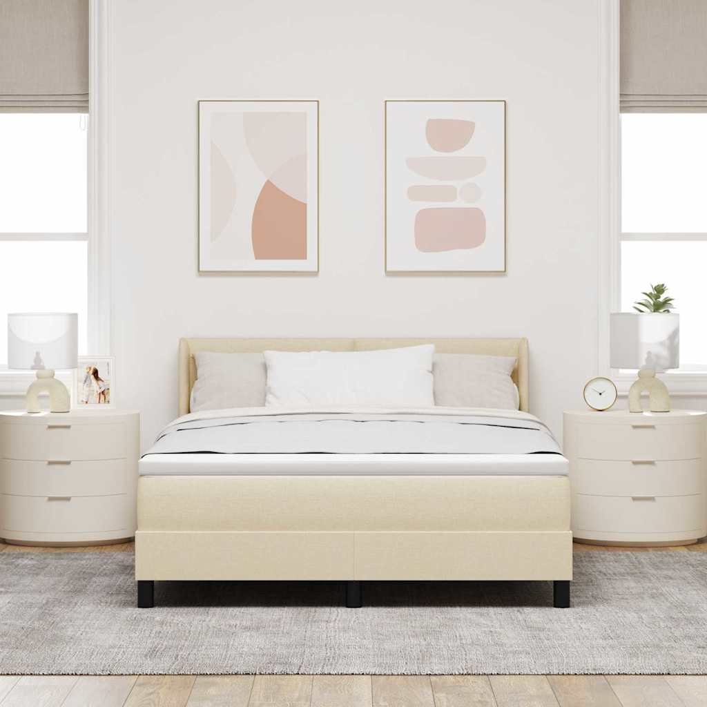 Letto a molle con materasso Crema 200 x 160 cm Tessuto