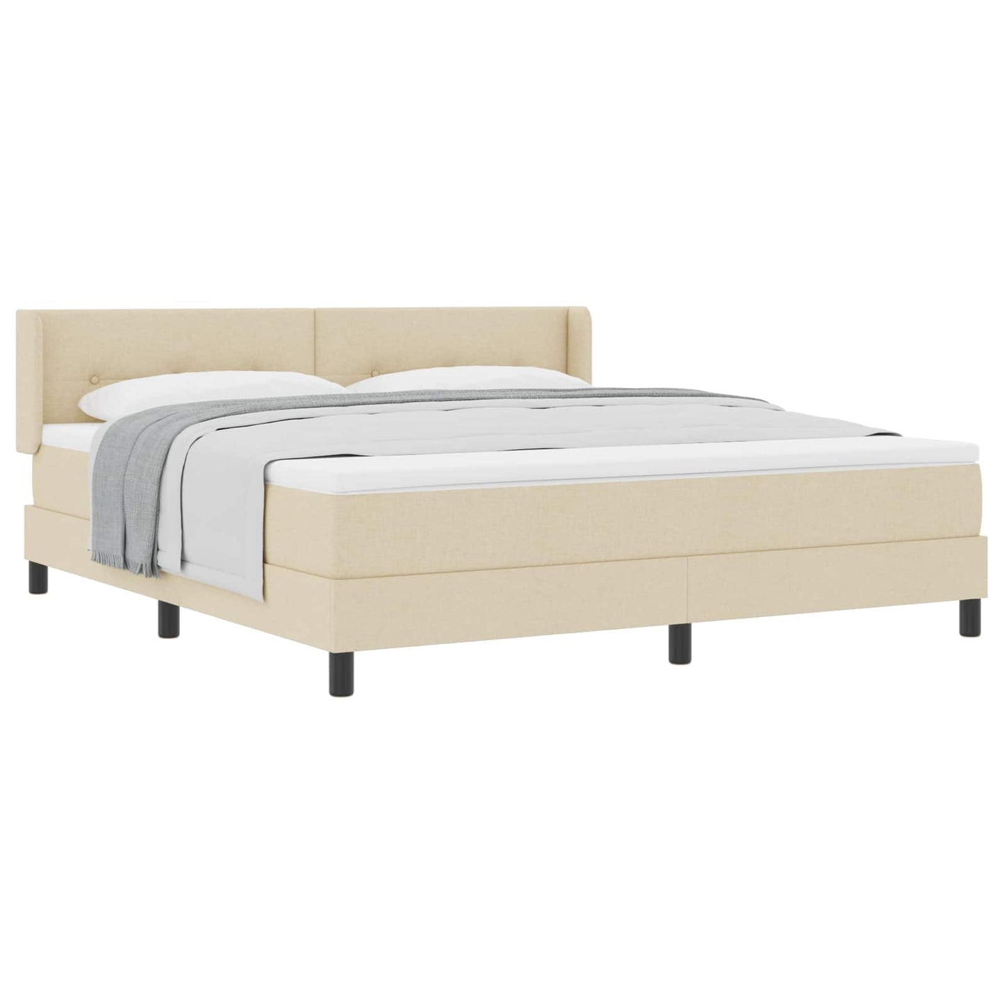 Letto a molle con materasso Crema 200 x 180 cm Tessuto