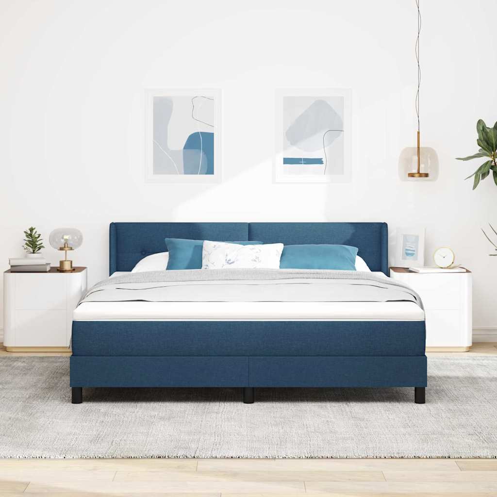 Letto a molle con materasso Blu 200 x 180 cm Tessuto