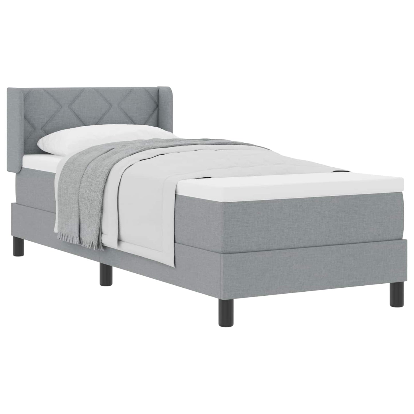 Letto a molle con materasso Grigio chiaro 200 x 80 cm Tessuto