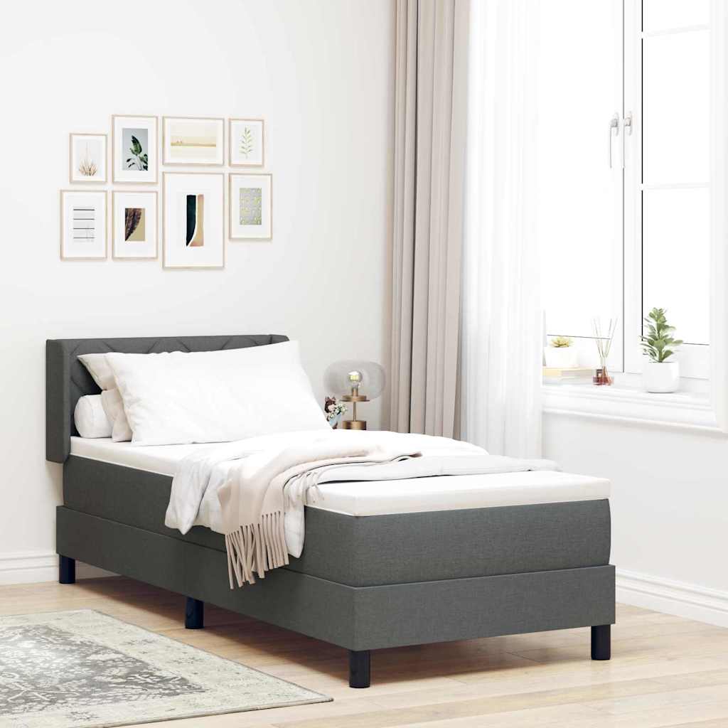 Letto a molle con materasso Grigio scuro 200 x 80 cm Tessuto