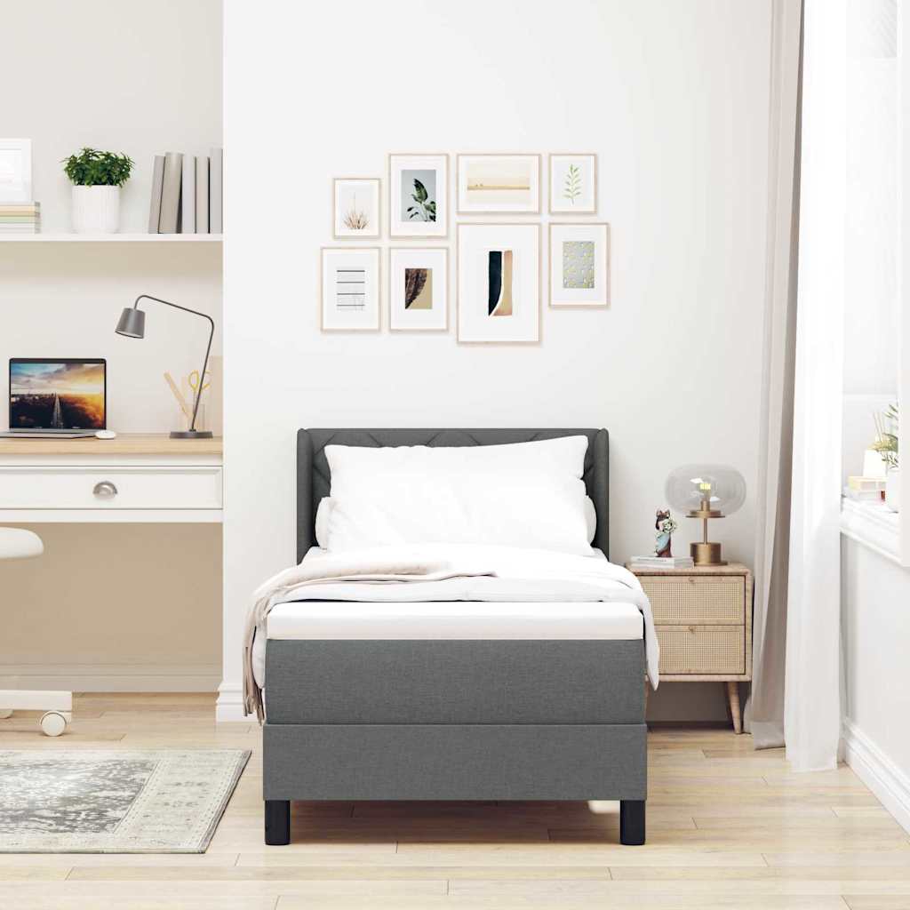 Letto a molle con materasso Grigio scuro 200 x 80 cm Tessuto
