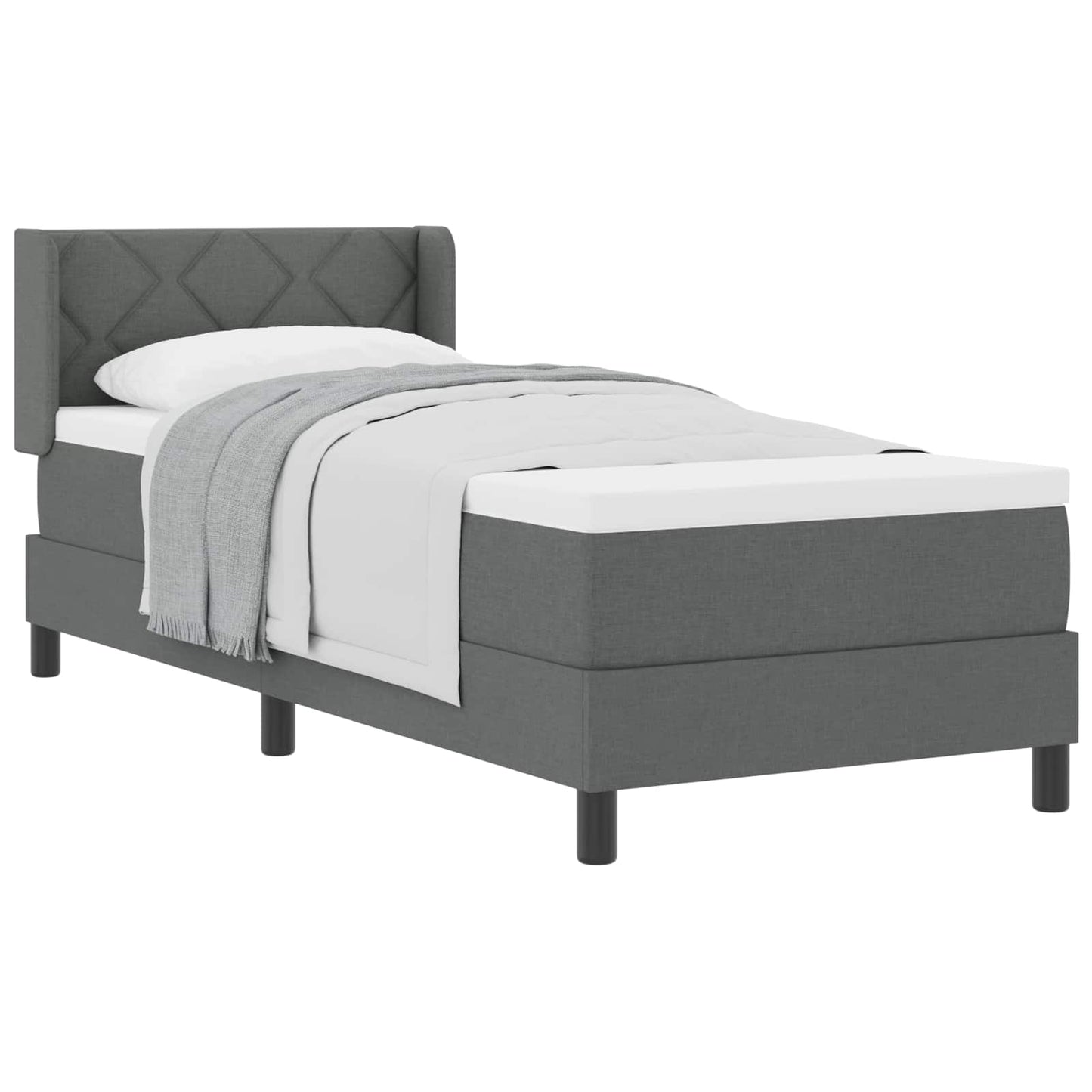Letto a molle con materasso Grigio scuro 200 x 80 cm Tessuto