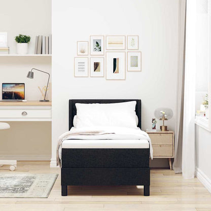 Letto a molle con materasso Nero 200 x 80 cm Tessuto
