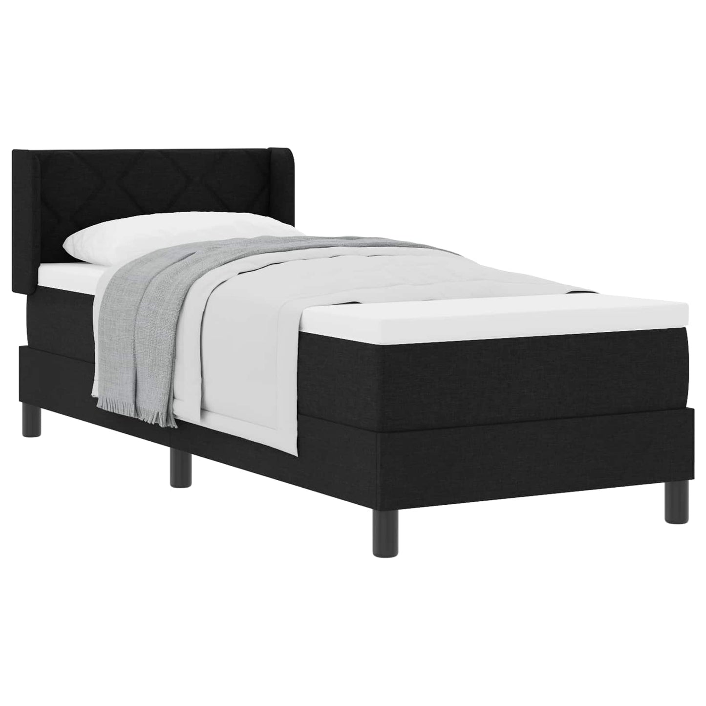 Letto a molle con materasso Nero 200 x 80 cm Tessuto