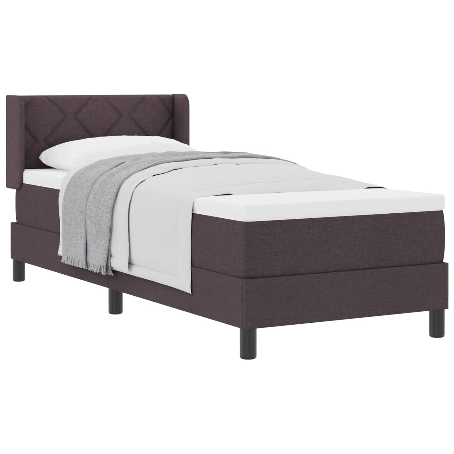 Letto a molle con materasso Marrone Scuro 200 x 80 cm Tessuto