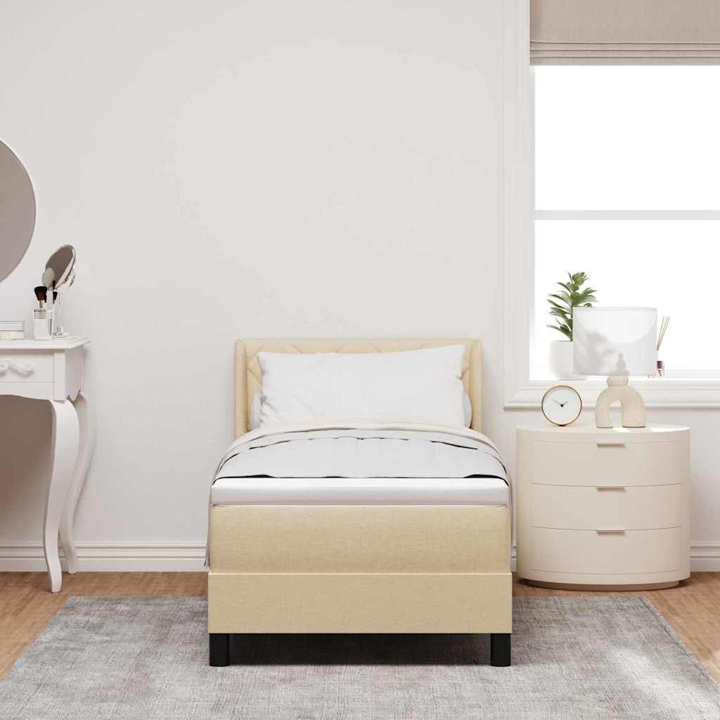 Letto a molle con materasso Crema 200 x 80 cm Tessuto