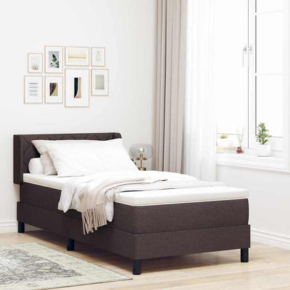 Letto a molle con materasso Marrone Scuro 190 x 90 cm Tessuto
