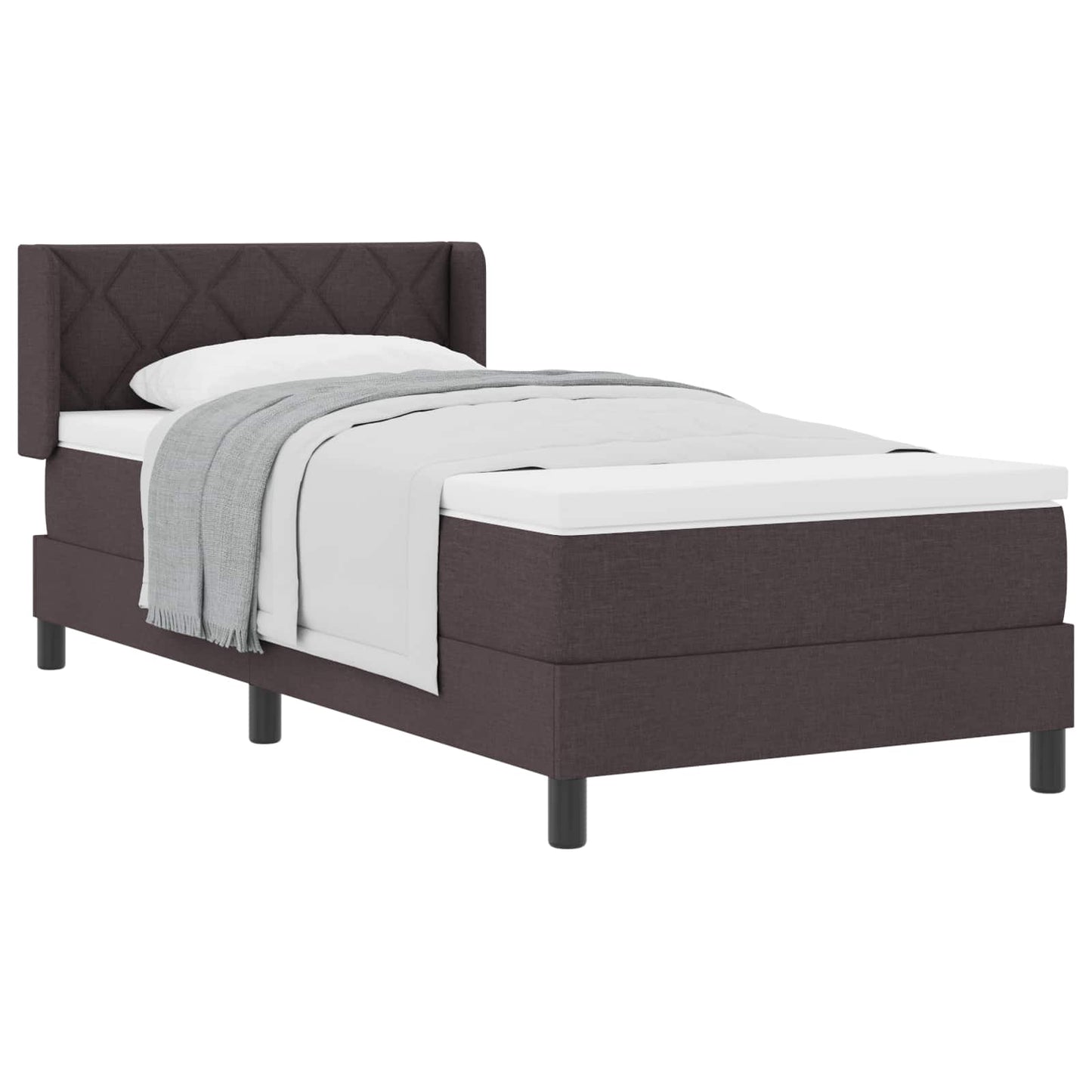 Letto a molle con materasso Marrone Scuro 190 x 90 cm Tessuto