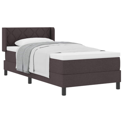 Letto a molle con materasso Marrone Scuro 190 x 90 cm Tessuto