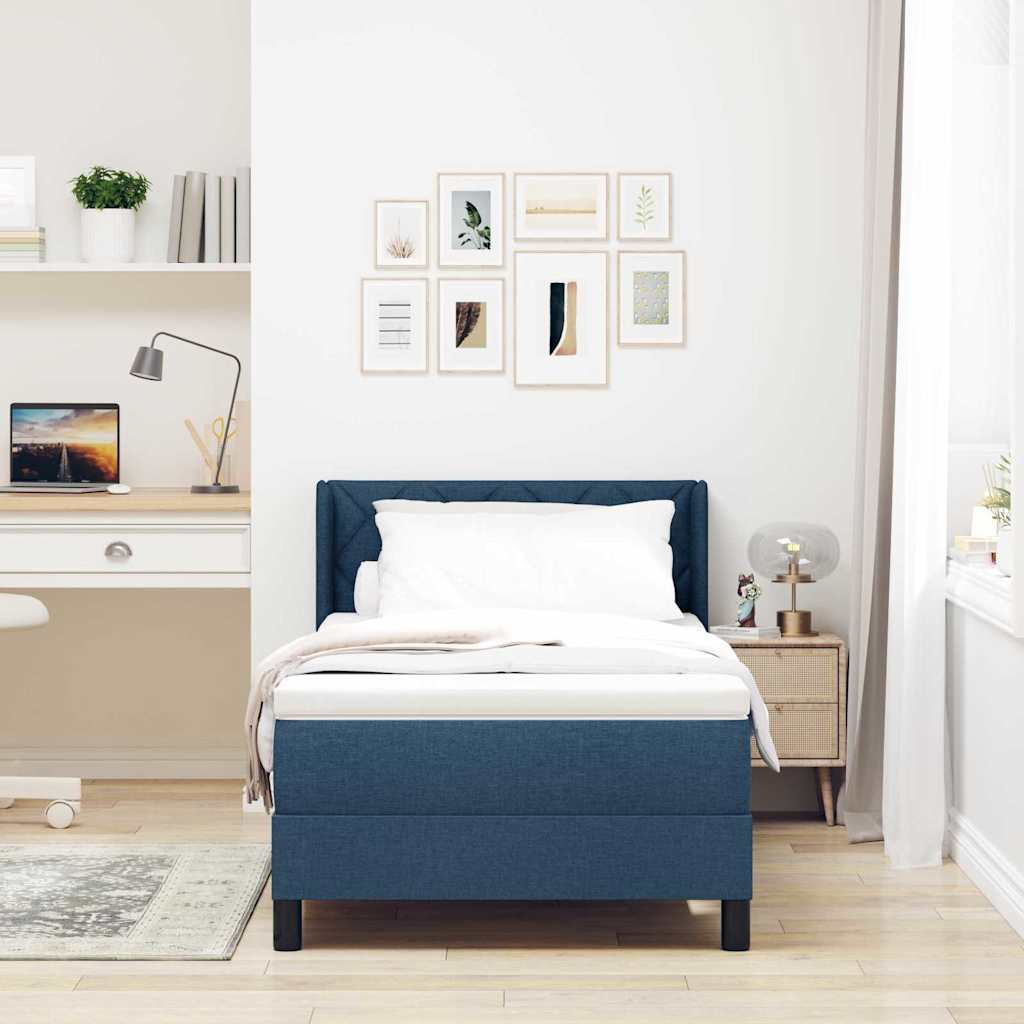 Letto a molle con materasso Blu 190 x 90 cm Tessuto