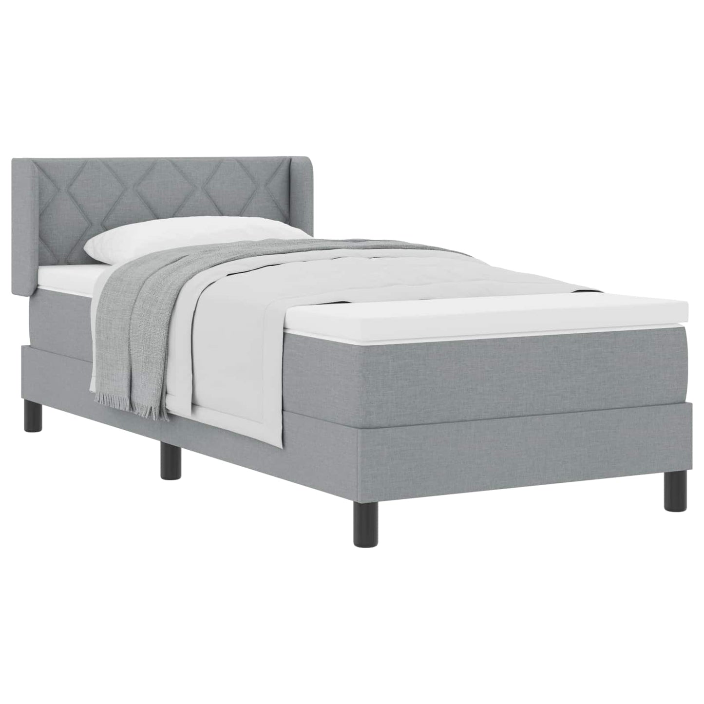 Letto a molle con materasso Grigio chiaro 200 x 90 cm Tessuto